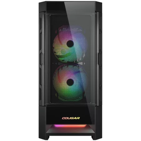 COUGAR DUOFACE RGB (Black), Mid Tower, Tempered Glass + Mesh Front Panels, 3x 140 ARGB Fans, RGB Button, 4mm Tempered Glass, Min
