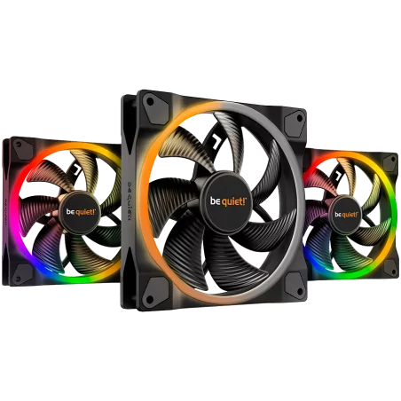 be quiet! LIGHT WINGS 140mm PWM Triple-Pack, 4-pin, Fan speed: 1500RPM, ARGB (ARGB Hub included), 23.3 db(A), 3 years warranty -