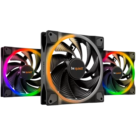 be quiet! LIGHT WINGS 140mm PWM high-speed Triple-Pack, 4-pin, Fan speed: 2200RPM, ARGB (ARGB Hub included), 31 db(A), 3 years w