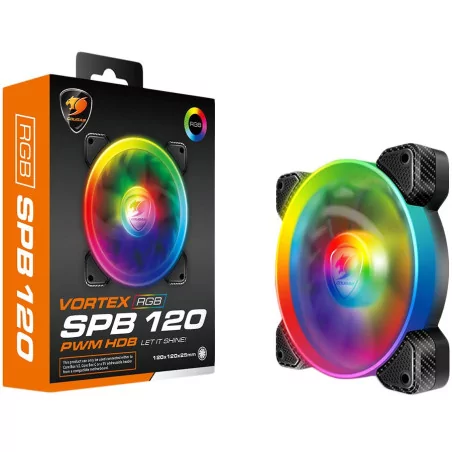 COUGAR Vortex RGB SPB 120 Cooling Fan, Hydro-Dynamic Bearing,PWM 600-1500 R.P.M,Air Flow - 43.54 CFM 73.94 m3/h, Air Pressure - 