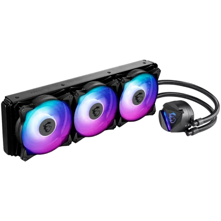 MSI MAG CORELIQUID 360R V2 Liquid Cooler, 3x 120mm ARGB 2000rpm PWM Fans, ARGB Block, Radiator Pump Design, Rotatable Blockhead,