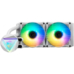MSI MAG CORELIQUID 240R V2 White Liquid Cooler, 2x 120mm ARGB 2000rpm PWM Fans, ARGB Block, Radiator Pump Design, Rotatable Bloc