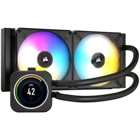 CORSAIR iCUE H100i ELITE LCD Display Liquid CPU Cooler, 240mm Radiator, Dual 120mm ML RGB PWM Fans, Intel: LGA1700/LGA1200/LGA11