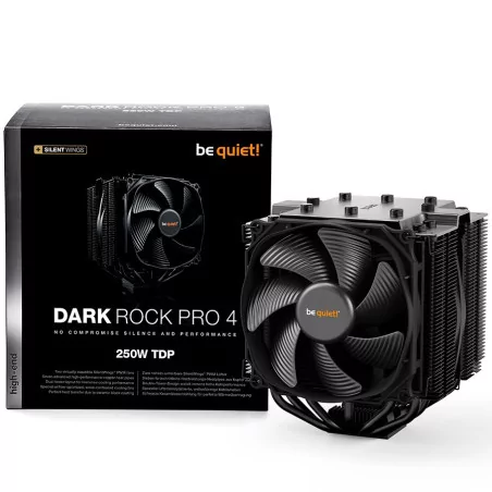 be quiet! DARK ROCK PRO 4, 1x Silent Wings 3 120mm PWM / 1x Silent Wings 135mm PWM, TDP: 250W, Intel: 1700/ 1200/ 2066/ 1150/ 11