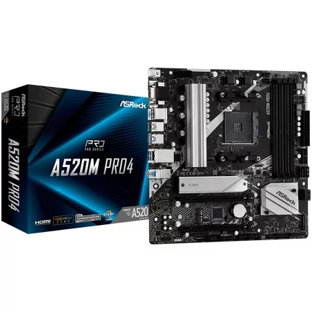 A520M PRO4/AM4/4xDDR4/128GB MAX/GbLAN/2xPCIE 3.0x16/PCIE3x2/2xM2/4xSATA/1xPS/2, HDMI/DP/VGA/mATX/ - 1