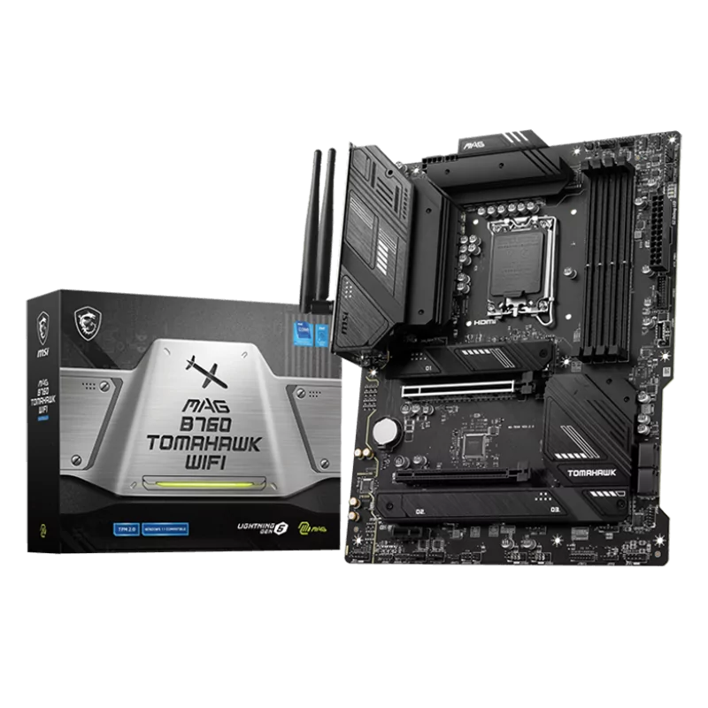 MSI MAG B760 TOMAHAWK WIFI, ATX, Socket 1700, Dual Channel DDR5 7000+(OC)MHz, 2x PCIe x16 slots, 3x M.2 slots, 1x HDMI, 1x DP, 1