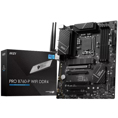 MSI PRO B760-P WIFI DDR4, ATX, Socket 1700, Dual Channel DDR4 5333(OC)MHz, 2x PCIe x16 slots, 2x M.2 slots, 1x HDMI, 1x DP, 1x U