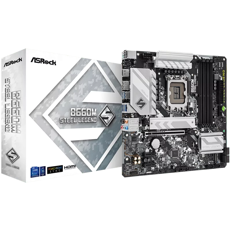 ASROCK MB Desktop B660M STEEL LEGEND (S1700, B660M, 4xDDR4, 1xPCIe 4.0x16, 2xPCIe 3.0x1, 6xSATA, 2xM.2 PCIe, 1x USB-C, 6x USB 3.