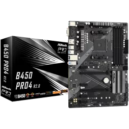 ASROCK Main Board Desktop B450 PRO4 (B450, AM4, 4xDDR4, HDMI/DP/D-Sub, 2 PCIe 3.0 x16, 4 PCIe 2.0 x1, 2xM.2, 6 SATA3, 1x USB-C, 