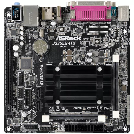 ASROCK Main Board Desktop (J3355 2.5GHz, DDR3 SO DIMM, 1xPCI 2.0x1,HDMI,VGA, 8ch, GLan,SATAIII,COM, LPT) Mini-ITX - 2