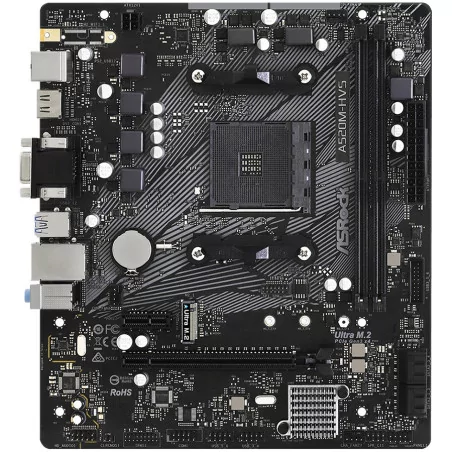 ASROCK Main Board Desktop A520M-HVS (AM4, 2xDDR4, PCIe 3.0 x16,PCIe 3.0 x1, M.2, 4 SATA3, D-Sub, HDMI, mATX, retail) - 2