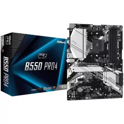 ASROCK Main Board Desktop B550 PRO4 (AM4, B550, 4xDDR4, 1xPCIe 4.0x16, 1xPCIe 3.0x16, 2xPCIe 3.0x1,6xSATA,1x M.2 Gen4 x4, 1xM.2,