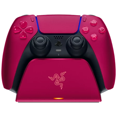 Razer Quick Charging Stand for PS5 - Cosmic Red, Quick Charge, Curved Cradle Design, Matches Your PS5 DualSense Wireless Control