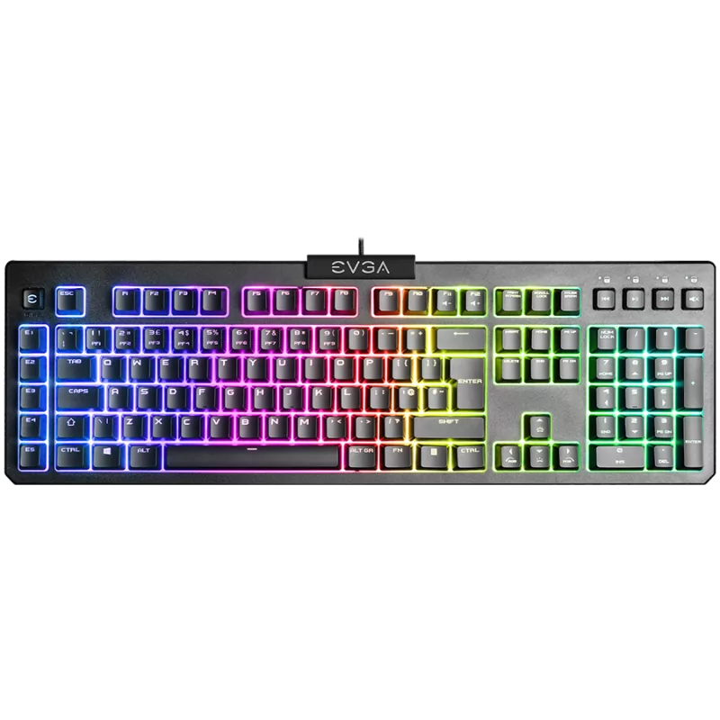 EVGA Z12 RGB Gaming Keyboard, RGB Backlit LED, 5 Programmable Macro Keys, Dedicated Media Keys, Water Resistant - 1 EVGA Z12 RGB Gaming Keyboard, RGB Backlit LED, 5 Programmable Macro Keys, Dedicated Media Keys, Water Resistant - 1