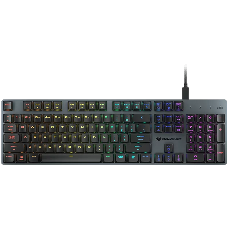 COUGAR LUXLIM, Gaming Keyboard, Low-Profile Optical-Mechanical Red Switches, Unibody CNC Aluminum Frame, 14 Backlight Effects, T COUGAR LUXLIM, Gaming Keyboard, Low-Profile Optical-Mechanical Red Switches, Unibody CNC Aluminum Frame, 14 Backlight Effects, T
