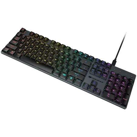 COUGAR LUXLIM, Gaming Keyboard, Low-Profile Optical-Mechanical Red Switches, Unibody CNC Aluminum Frame, 14 Backlight Effects, T