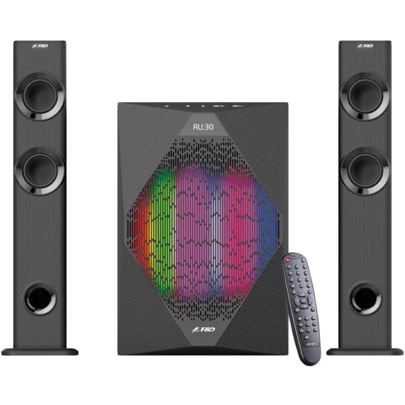F&D T-300X 2.1 TV Speakers, 70W RMS (17.5Wx2+35W), 2x2.25'' Satellites (soundbar design) + 8'' Subwoofer, BT 4.0/AUX/USB/FM/Mult