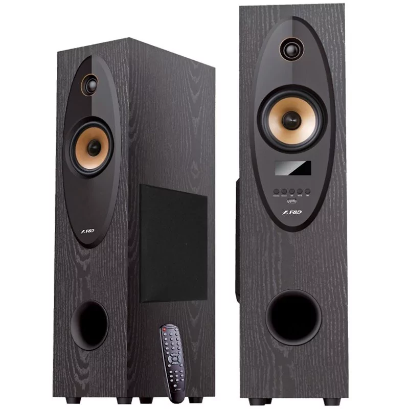 F&D T-35X 2.0 Floorstanding Speakers, 80W RMS (40Wx2), 1'' Tweeter + 4'' Speaker + 8'' Subwoofer for each channel, BT 5.0/AUX/Op