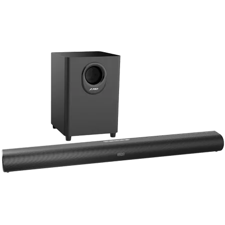 F&D HT-330 2.1 TV Soundbar with Wired Subwoofer, 80W RMS (20Wx2+40W), Full-range speaker: 50x90mm + 6.5'' Subwoofer, BT 5.0/Opti