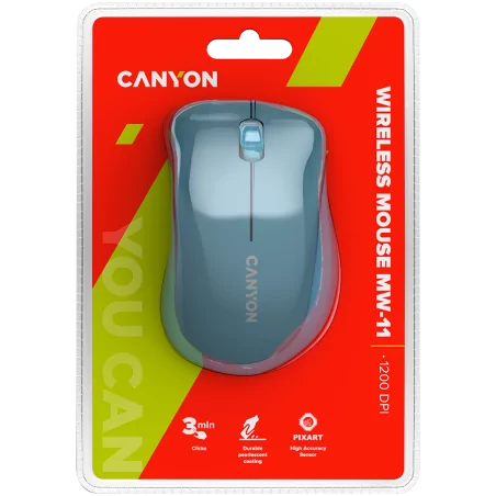 CANYON MW-11, 2.4 GHz  Wireless mouse ,with 3 buttons, DPI 1200, Battery:AAA*2pcs  ,Blue67*109*38mm 0.063kg - 4