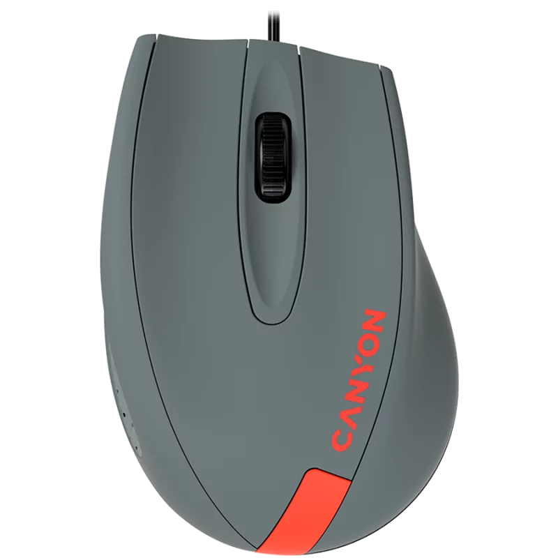 CANYON Wired Optical Mouse with 3 keys, DPI 1000 With 1.5M USB cable,Gray-Red,size 68*110*38mm,weight:0.072kg - 1