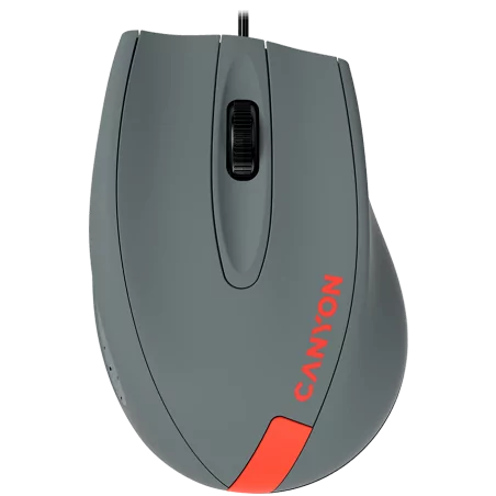CANYON Wired Optical Mouse with 3 keys, DPI 1000 With 1.5M USB cable,Gray-Red,size 68*110*38mm,weight:0.072kg - 1
