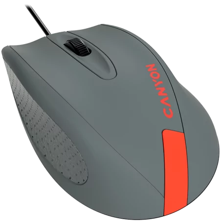 CANYON Wired Optical Mouse with 3 keys, DPI 1000 With 1.5M USB cable,Gray-Red,size 68*110*38mm,weight:0.072kg - 2
