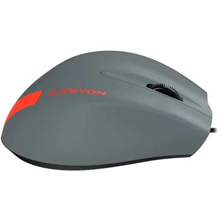 CANYON Wired Optical Mouse with 3 keys, DPI 1000 With 1.5M USB cable,Gray-Red,size 68*110*38mm,weight:0.072kg - 4