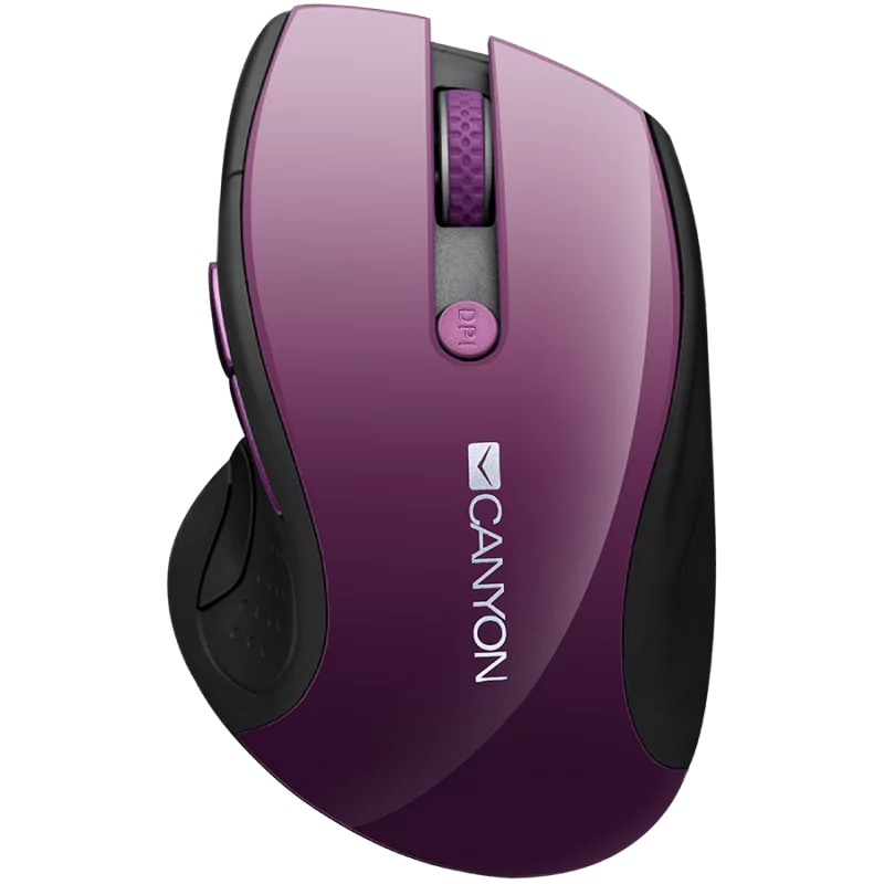 CANYON 2.4Ghz wireless mouse, optical tracking - blue LED, 6 buttons, DPI 1000/1200/1600, Purple pearl glossy - 1 CANYON 2.4Ghz wireless mouse, optical tracking - blue LED, 6 buttons, DPI 1000/1200/1600, Purple pearl glossy - 1