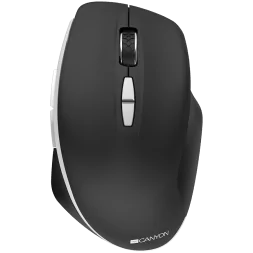 Canyon 2.4 GHz Wireless mouse ,with 7 buttons, DPI 800/1200/1600, Battery: AAA*2pcs,Black,72*117*41mm, 0.075kg