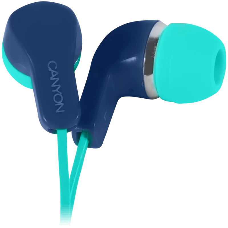 CANYON Stereo Earphones with inline microphone, Green+Blue - 1 CANYON Stereo Earphones with inline microphone, Green+Blue - 1