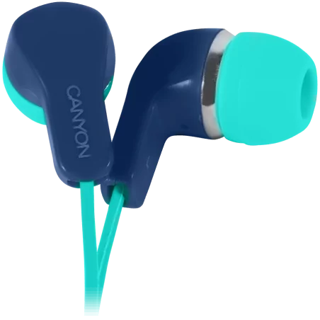 CANYON Stereo Earphones with inline microphone, Green+Blue - 1