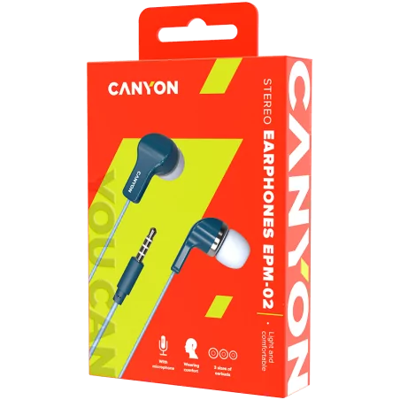 CANYON Stereo Earphones with inline microphone, Blue - 3