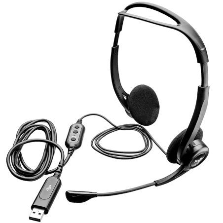 LOGITECH PC960 Corded Stereo Headset BLACK - USB - 2