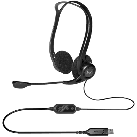 LOGITECH PC960 Corded Stereo Headset BLACK - USB - 3