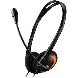 CANYON PC headset with microphone, volume control and adjustable headband, cable 1.8M, Black/Orange