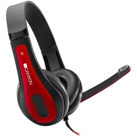 CANYON HSC-1 basic PC headset with microphone, combined 3.5mm plug, leather pads, Flat cable length 2.0m, 160*60*160mm, 0.13kg, 