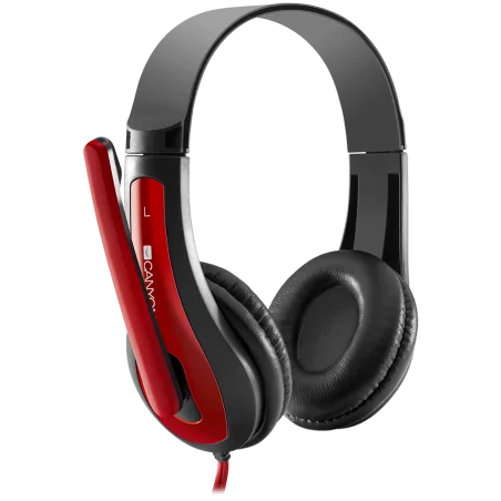 CANYON HSC-1 basic PC headset with microphone, combined 3.5mm plug, leather pads, Flat cable length 2.0m, 160*60*160mm, 0.13kg, 