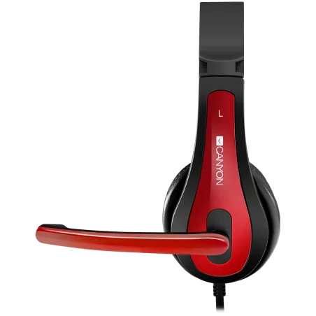 CANYON HSC-1 basic PC headset with microphone, combined 3.5mm plug, leather pads, Flat cable length 2.0m, 160*60*160mm, 0.13kg, 