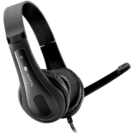 CANYON HSC-1 basic PC headset with microphone, combined 3.5mm plug, leather pads, Flat cable length 2.0m, 160*60*160mm, 0.13kg, 