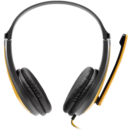 CANYON entry price PC headset, combined 3,5 plug, leather pads, Black-yellow - 2