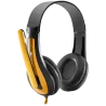 CANYON entry price PC headset, combined 3,5 plug, leather pads, Black-yellow - 3