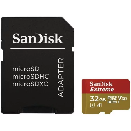 SanDisk Extreme microSDHC 32GB + SD Adapter + RescuePRO Deluxe 100MB/s A1 C10 V30 UHS-I U3 EAN:619659155827 - 1