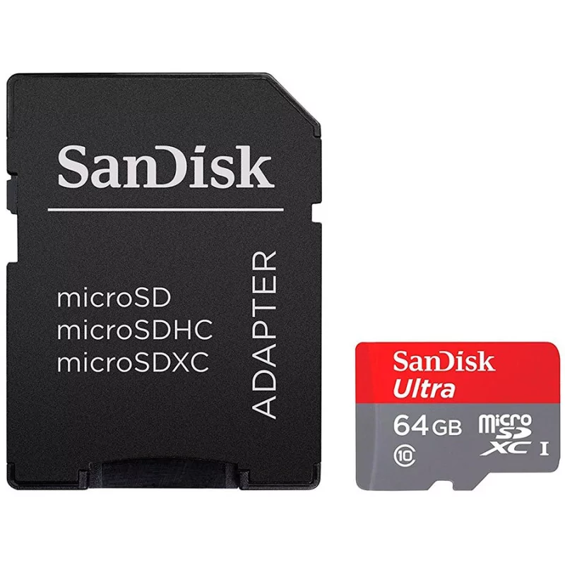 SANDISK 64GB microSDHC Card with Adapter - 1