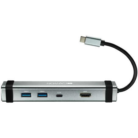 CANYON DS-3 Multiport Docking Station with 4 ports:1*Type C male+1*Type C female+2*USB3.0+1*HDMI, Input 100-240V, Output USB-C P