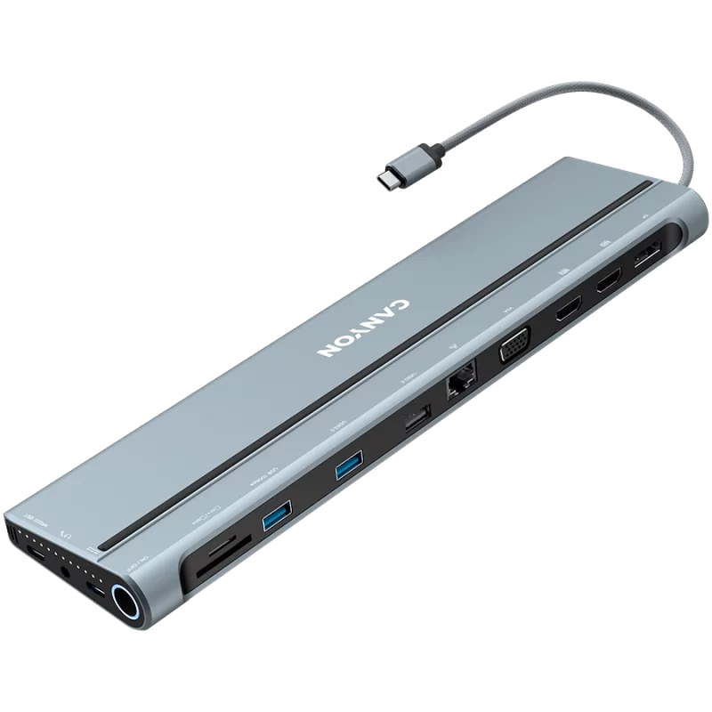 CANYON DS-90, 14 in 1 hub, with Type C female *2,Type C male *1:max 10Gbps,USBA*3:max 10Gbps,DP*1,VGA*1,SD card slot*1,TF card s CANYON DS-90, 14 in 1 hub, with Type C female *2,Type C male *1:max 10Gbps,USBA*3:max 10Gbps,DP*1,VGA*1,SD card slot*1,TF card s