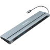 CANYON DS-90, 14 in 1 hub, with Type C female *2,Type C male *1:max 10Gbps,USBA*3:max 10Gbps,DP*1，VGA*1,SD card slot*1,TF card s