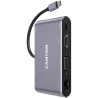 CANYON  8 in 1 USB C hub, with 1*HDMI: 4K*30Hz, 1*VGA, 1*Type-C PD charging port, Max 100W PD input. 3*USB3.0,transfer speed up 