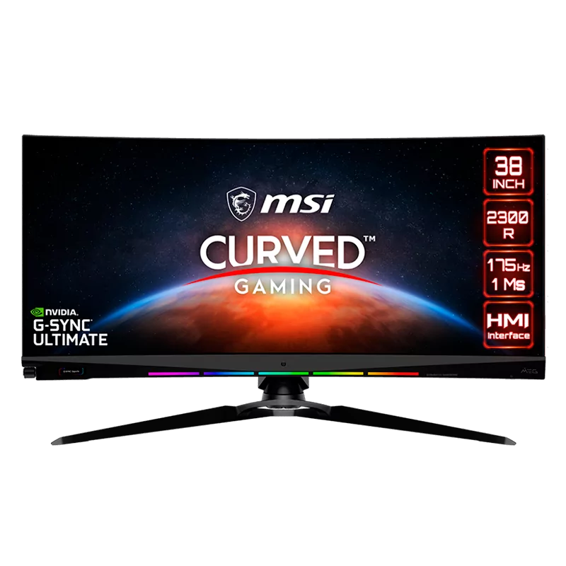 MSI Optix MEG381CQR Plus Curved Gaming Monitor, 37.5" 175Hz, UWQHD+ (3840x1600) 21:9, Rapid IPS Anti-glare, 400nits, 1000:1, 178