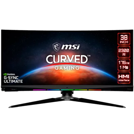 MSI Optix MEG381CQR Plus Curved Gaming Monitor, 37.5" 175Hz, UWQHD+ (3840x1600) 21:9, Rapid IPS Anti-glare, 400nits, 1000:1, 178